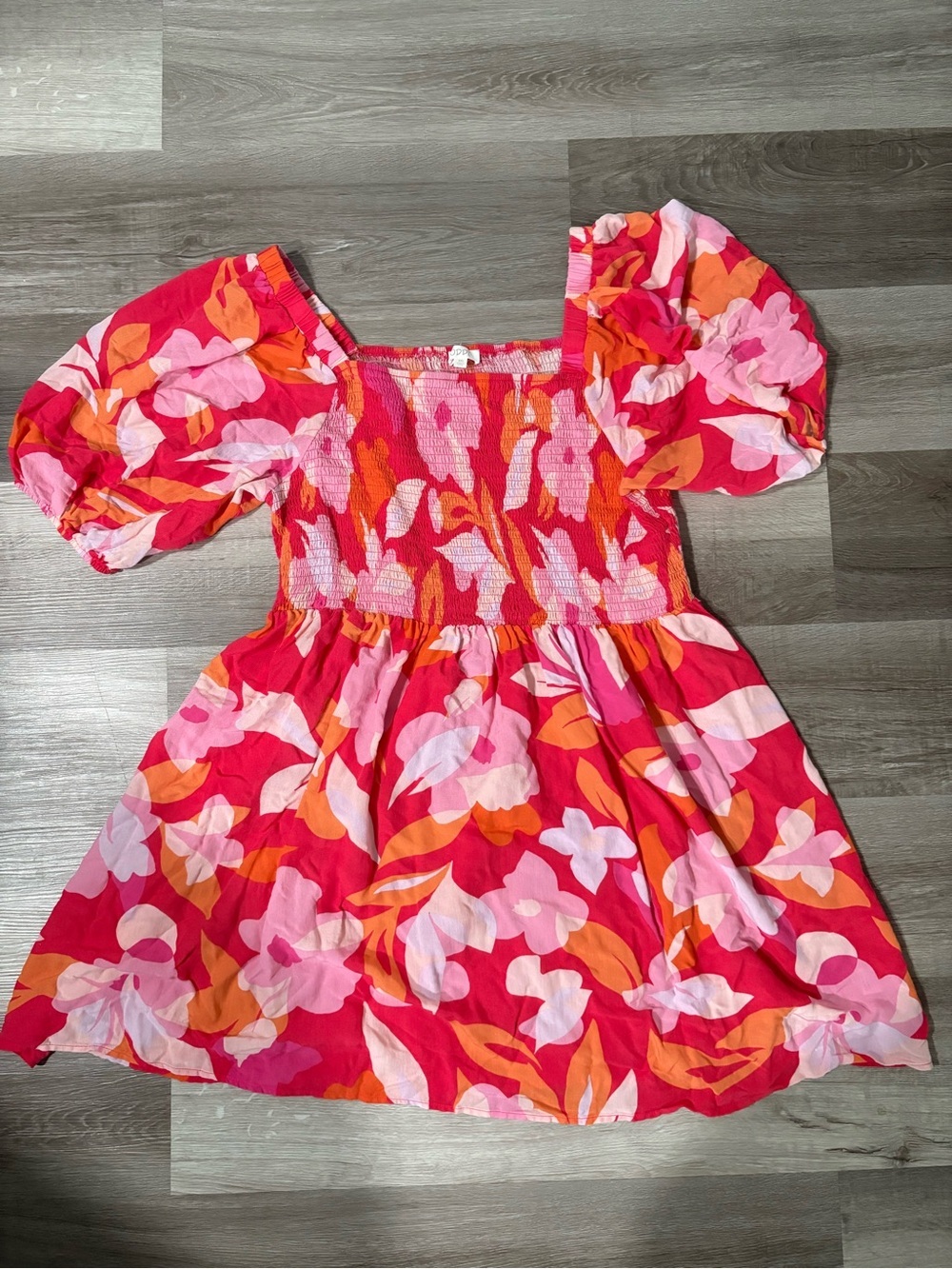 Oddi mini Pink Floral Puff-Sleeve Sundress
